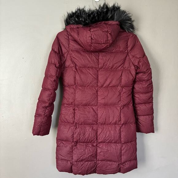 THE NORTH FACE fur hooded down parkina in deep red burgundy size S - Picture 10 of 16